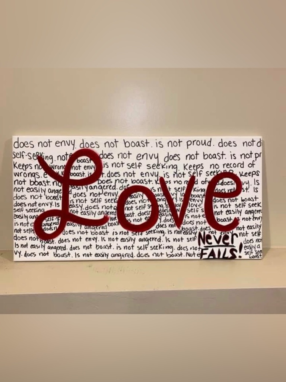 Love Never Fails Wall Art Canvas -Hand painted